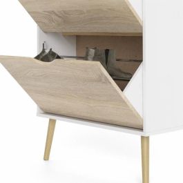 Zapatero - Blanco / Roble - 12 pares - Base acampanada de madera maciza - 70,2 x 23,9 x 138,9 cm Zapatero - Blanco / Roble - 12 pares - Base acampanada de madera maciza - 70,2 x 23,9 x 138,9 cm