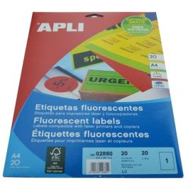 Apli Etiquetas Adhesivas 210x297 mm Láser, Rojo Fluorescente, Pack 20 Hojas Precio: 11.68999997. SKU: S8400923