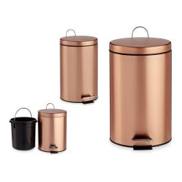 Berilo Papelera Pedal 12L Metal Cobre 25x39.5x32 cm Cubo Extraible con Asa (4 Unidades)