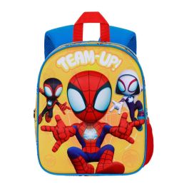 Marvel Spiderman Mochila 3D Elite Team-up Preescolar con Relieve Frontal, Bolsillo Lateral y Espalda Acolchada, 7L Amarillo