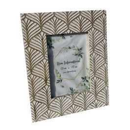DKD Home Decor Marco de Fotos 13x18 cm Marrón y Blanco de Madera de Mango y Cristal con Acabado Decapé Estilo Urbano Colección Pikoh