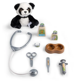 Smoby Carro Veterinario Zoo 3032163404057 con Peluche Panda y Accesorios - Producto 2 en 1: Jaula de Transporte