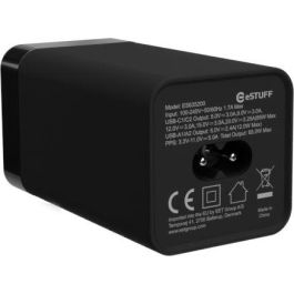 eSTUFF Cargador Multi PD GaN 65W, 4 Puertos (2 USB-C 45W/20W y 2 USB-A 12W). Carga Rápida para Portátiles y Smartphones