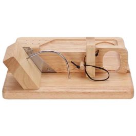 DKD Home Decor Cortador de Embutido de Madera Rubberwood y Acero Inoxidable Natural - 29x29x10 cm