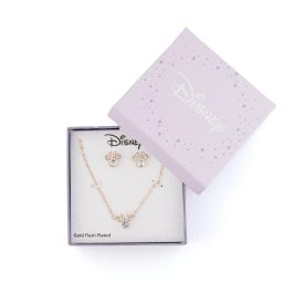 PEERS HARDY Set Colgante y Pendientes Minnie Disney Chapados Oro con Cristales Transparente