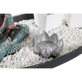 DKD Home Decor Figura Decorativa Oriental Jardín Zen de Resina y Piedra Verde Blanco, 16.5x15.5x32 cm (Pack de 2)