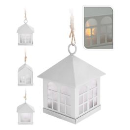 Deco Farolito de LED 6x8 cm Blanco, Luz Cálida, Función Fija/Parpadeante, Metal, IP20