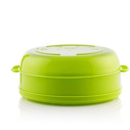 Innovagoods Vaporera doble para microondas Fresh con tapa reguladora de vapor, 2 compartimentos, Ø22x12/17 cm