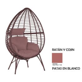DKD Home Decor Sillón Terraza Jardín Ratán Sintético Acero, Cojines, Desmontable, Terracota Blanco, 151 Alto x 90 Ancho x 65 Fondo cm Precio: 273.58999998. SKU: S3042494