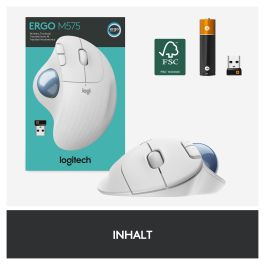 Logitech M575 ERGO Trackball Inalámbrico Bluetooth Ergonómico Blanco