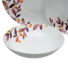 Vajilla Blanco Multicolor Porcelana Hojas 1 cm 37 x 23 x 30 cm 18 Piezas