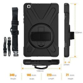 eSTUFF Funda Defender antigolpes para Galaxy Tab A 8.0 AUSTIN Negra con correa de mano y hombro, soporte 360