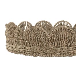 DKD Home Decor Bandeja Balines Seagrass y Metal Natural 45x45x12 cm Set 2 Unidades