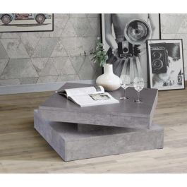 Coffee CFTT4181-U39 Mesa de Centro Cuadrada Giratoria con 2 Estantes, Tablero de Partículas, Aspecto Hormigón Gris Claro, L 78 x P 78 x H 35,4 cm