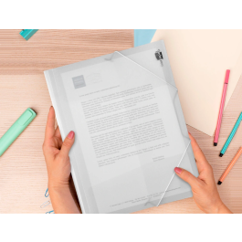 Liderpapel Carpeta Solapas 34964 Polipropileno Cierre Gomas Formato Din A4 Transparente Translucido