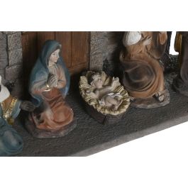 DKD Home Decor Nacimiento Navidad Tradicional Resina con Luz LED Multicolor Pilas LR44 Incluidas 23 x 28 x 8.5 cm