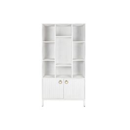DKD Home Decor Estantería Moderna Blanca de Madera Mango y Metal con 2 Puertas y 6 Estantes Hecha a Mano 90x40x180 cm