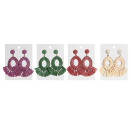 Pendientes Mediterraneo DKD Home Decor Natural Coral Set de 2 piezas en Rafia y Metal 8 x 7 x 0.5 cm Hecho a Mano