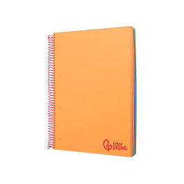 Liderpapel Cuaderno espiral A4 Micro Wonder tapa plástico 120 hojas 90gr cuadro 5mm banda 4 taladros color naranja
