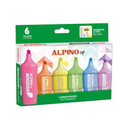 Alpino UP Rotulador Fluorescente, Punta Biselada 2-5 mm, Caja de 6 Unidades - Colores Surtidos, Tinta de Secado Rápido y Anti Borrones Precio: 3.78999951. SKU: B1B3BKRWZR