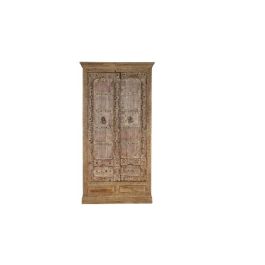 DKD Home Decor Armario de Teca Natural con 2 Puertas, 2 Cajones y 3 Estanterías, 51 x 216 x 122 cm