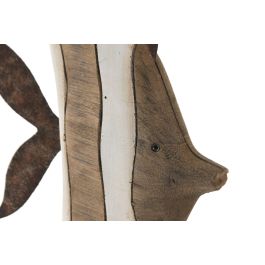 DKD Home Decor Figura Pez Blanco Natural Paulownia Metal 7 x 39 x 20.5 cm (2 Unidades)