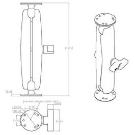 RAM Mounts RAM-101U-D Soporte de Doble Brazo y Rótula con 2 Bases Redondas para Dispositivos Electrónicos