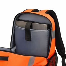 Dicota P20471-18 Mochila HI-VIS Base 24L Naranja con Compartimento Portátil, rPET y Elementos Reflectantes para Niños y Niñas