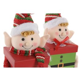 DKD Home Decor Caja de Navidad Tradicional Multicolor con Elfo 10x22x16 cm (6 Unidades) Decoración del Hogar