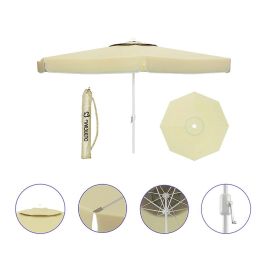 Marbueno Sombrilla Aluminio 8 Barillas D270 cm Polyester Blanca Jardin, Piscina y Terraza 10182