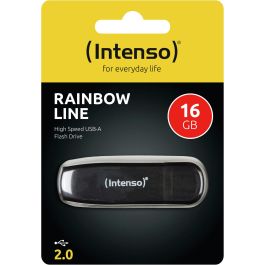 Intenso Lápiz USB 2.0 Rainbow line 16GB (3502470) - Negro transparente, 28MB/s lectura