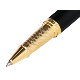 Belius Passion d'or Bolígrafo y Estuche de Aluminio Negro y Dorado con Tinta Azul