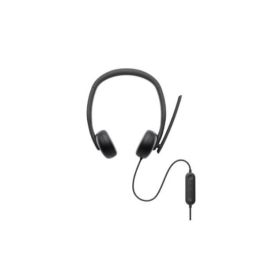 Dell WH3024 Auriculares biaurales con cable USB-C, negros, con micrófono y cancelación de ruido, para Microsoft Teams