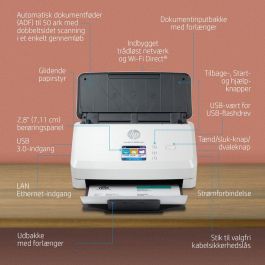 HP N4000 snw1 ScanJet Pro Escáner Documental Color Alimentación de Hoja 40ppm/80ipm ADF 50 Páginas 4000 Páginas/Día