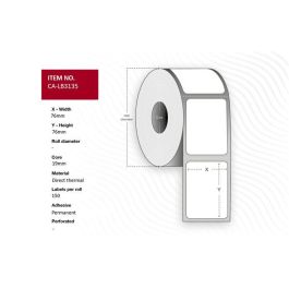 Capture Label 76 x 76mm, Core 19mm, Direct thermal, Uncoated permanent adhesive, Outer roll diameter 49mm. 150 labels per roll, 32 rolls per box. Precio: 93.58999947. SKU: B1FXTVWRTA
