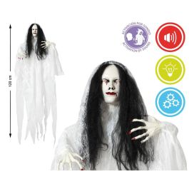 Decoración Colgante Novia Fantasma Blanca con Pelo Largo y Efectos - 120 cm, Ojos Sangrientos, Sonido y Luz Activados por Ruido Precio: 19.89000057. SKU: B1E8B4QPTZ