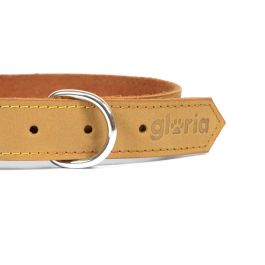 Gloria Collar Oasis para Perro de Piel Nobuck Amarillo 40 cm x 15 mm - Tacto Suave, Doble Capa y Costura Reforzada