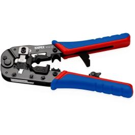 Knipex 97 51 13 Herramienta para prensar RJ-45 Crimpzange para Westernstecker, Negro/Azul/Rojo, 191mm