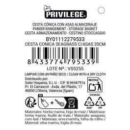 Inde Cesta Cónica Seagrass con Asas 20 cm (24 Unidades)