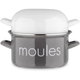 Maceta molde BAUMALU 22 cm - Decoración mejillones - Tapa blanca - Gris Maceta molde BAUMALU 22 cm - Decoración mejillones - Tapa blanca - Gris