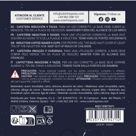 Quttin Cafetera de Inducción 9 Servicios Acero Inoxidable, Dimensiones 12.8 x 14.8 x 21.5 cm (6 Unidades)