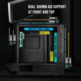 Bitfenix BIT1701161916076 Caja de PC Torre Media Negra ARGB E-ATX sin Fuente de Alimentación