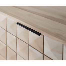 Giner y Colomer Aparador Tallado a Mano en Madera de Mango 180 cm con Puertas Negras y Base de Hierro Dorado