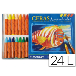 Manley Lápices de Cera Acuarelables Caja de 24 Unidades Colores Surtidos Precio: 6.69000046. SKU: B1843BBHBP