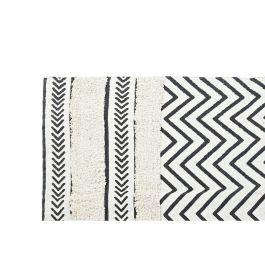 DKD Home Decor Alfombra Scandi Zig Zag Negra y Blanca de Poliéster 226x160 cm, 0.7 cm de Grosor, 1000 gsm