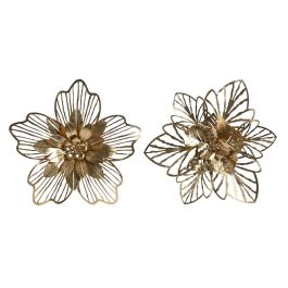 DKD Home Decor Panel Decorativo de Pared Moderno con Diseño Floral Fabricado en Metal Dorado Medidas 51x6x51 cm Set de 2 Unidades Precio: 63.50000019. SKU: B19YYYLCT8