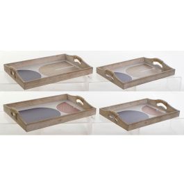 DKD Home Decor Bandeja Moderno Azul Beige MDF Set de 2 Piezas 30 x 6 x 40.6 cm