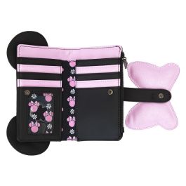 Loungefly Cartera Minnie Disney Rock the Dots Floral Piel Vegana 17,15x2,54x9,53cm con 7 Ranuras para Tarjetas y Ventana ID
