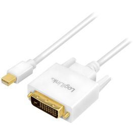 LogiLink Cable Mini DisplayPort a DVI, 1.8m, 1080p Full HD, Macho/Macho, Blanco, Plug & Play para PC/Monitor