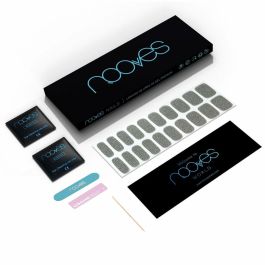 Nooves Láminas de Uñas de Gel Dazzling Diva Premium Glam Precuradas Glitter Gris, 20 Uds. Fácil Aplicación, Hasta 2 Semanas Duración.